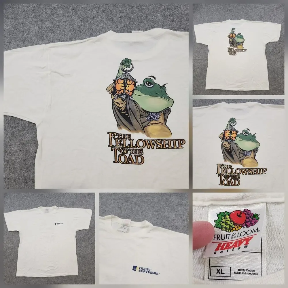 VTG Quest Software T Shirt Mens XL Fellowship Of The Toad LOTR‎ Graphic Computer